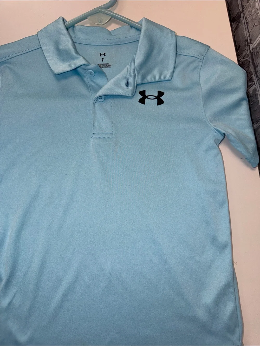 Under Armour Light Blue Boys' Polo with Black Logo